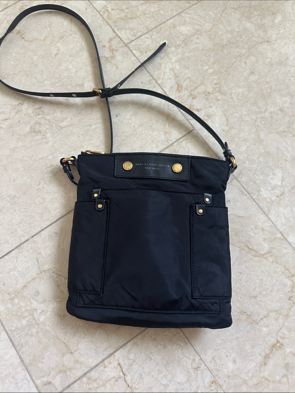 Marc by Marc Jacobs Black Nylon Crossbody with Gold Hardware
